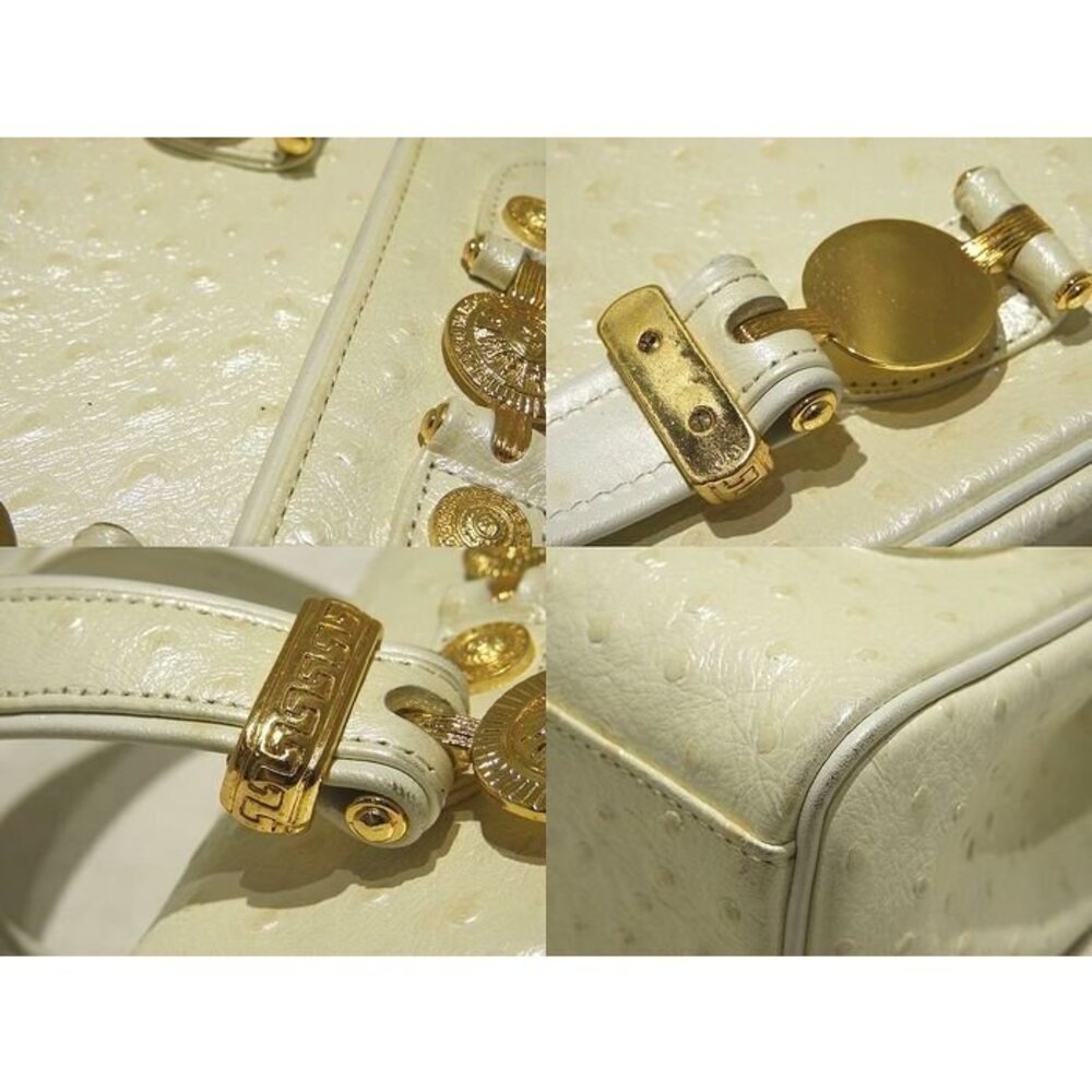 GIANNI VERSACE handbag retro White ostrich embossed leather tote - Picture 3 of 5
